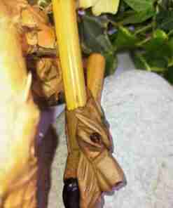 Kuripe Bambou Totem du LOUP Amulette avec des Pierres puissant