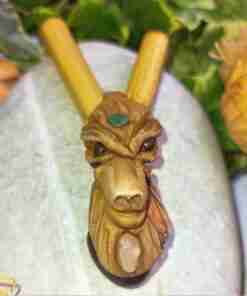 Kuripe Bambou Totem du LOUP Amulette avec des Pierres puissant