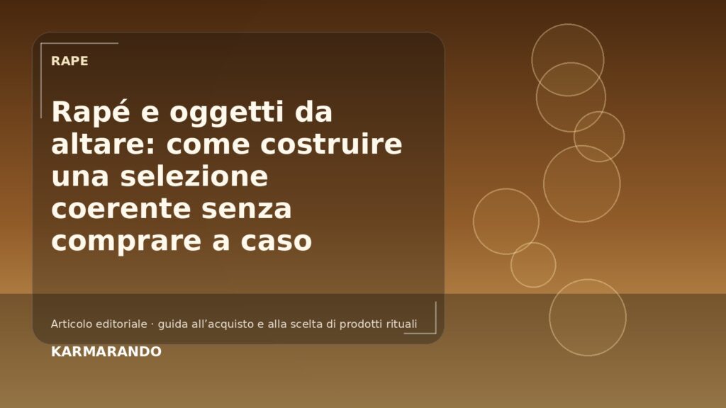 Rapé e oggetti da altare: venez costruire una selezione coerente senza comprare un caso